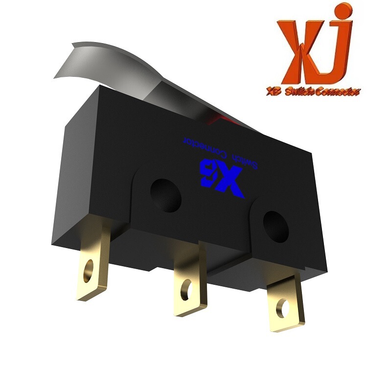 Medium-Sized Micro Switch with 3 Pins, Straight Plug, Curved Lever Spring Micro Switch, High-Current Micro Switch with 3 Pins