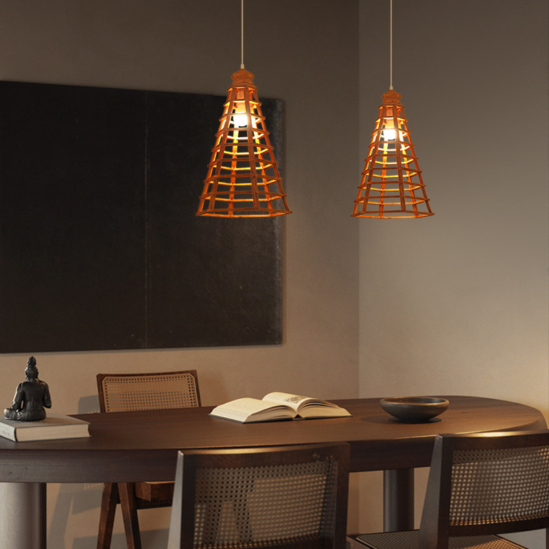 Lámpara de bambú cama y desayuno japonés antiguo linterna bambú arte personalizado creativo lámparas restaurante chino casa té Zen iluminación