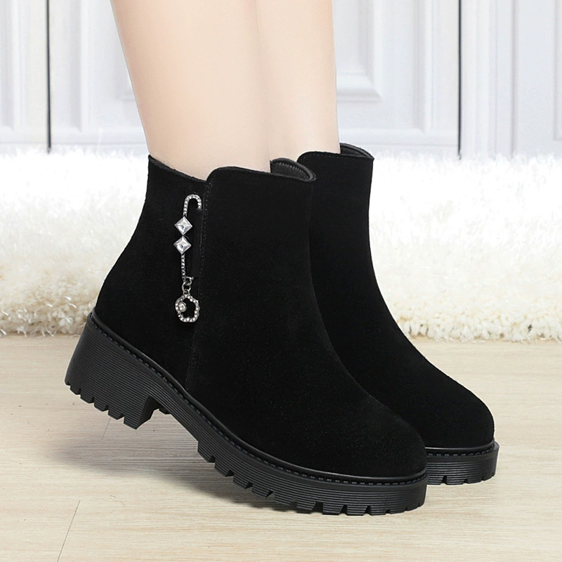 23 Autumn new female cotton boots medium heel heel cotton retro female boots cotton boots LY99006