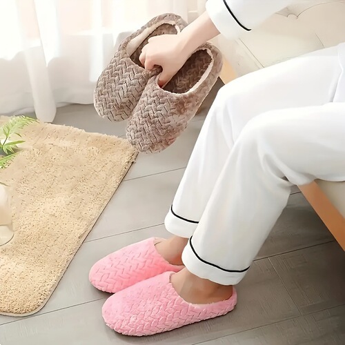 Cozy Women's PU Slippers - Warm, Non-Slip, Soft