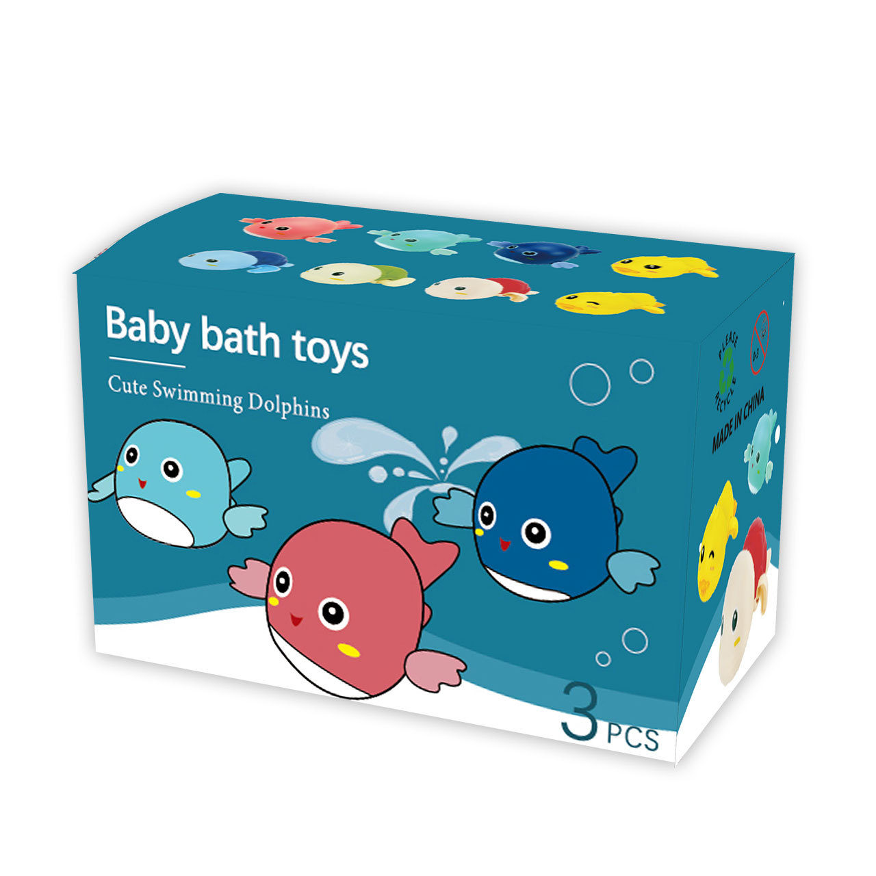Douyin mismo estilo bebé juguetes de baño de agua tortuga de agua delfín natación pequeño pato amarillo verano baño niños