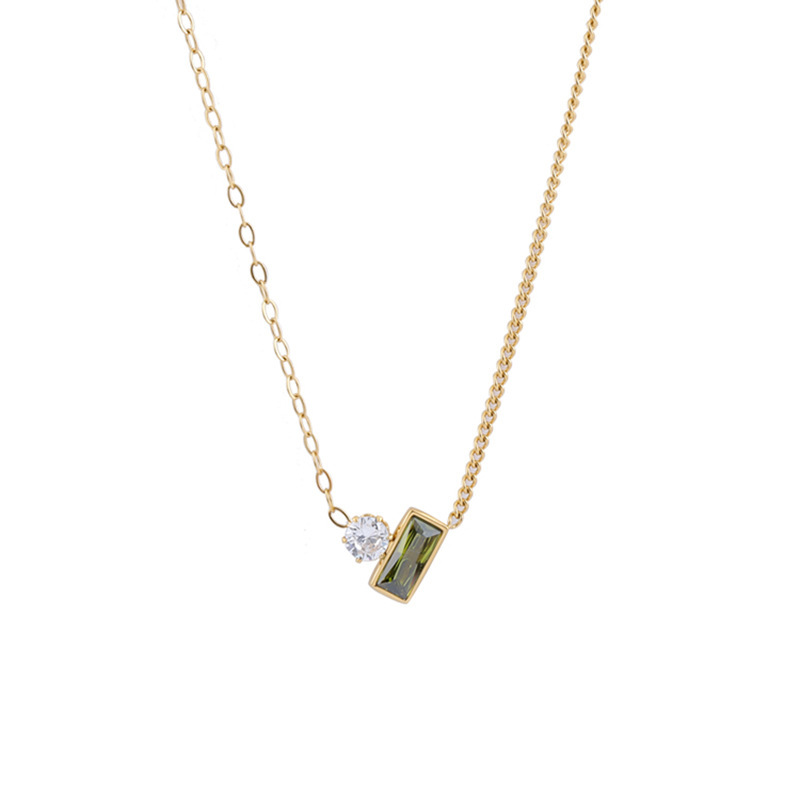 11g Weight Lady Geometric Titanium Steel Plating Inlay Zircon Pendant Necklace