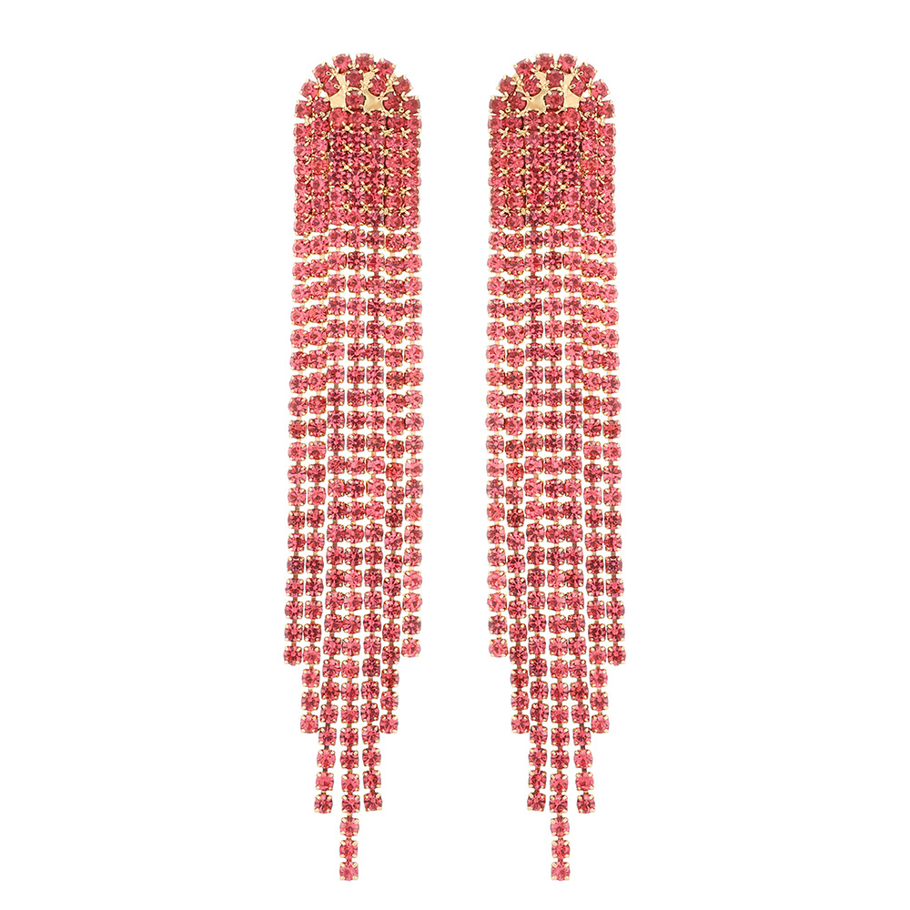 Retro Lady Simple Style Tassel Rhinestone Women's Drop Earrings display picture 4