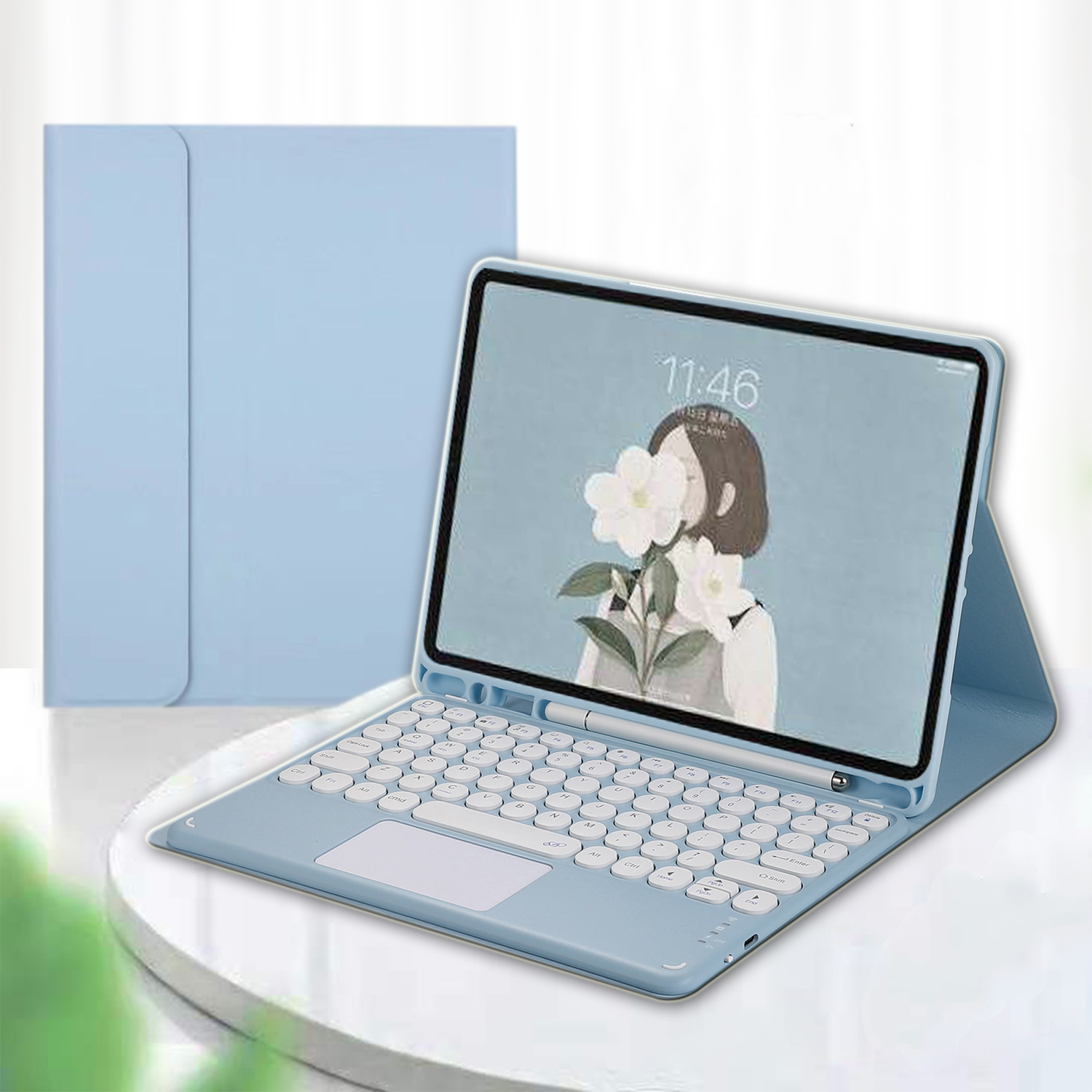 iPad 蓝牙 键盘 带笔槽 平板 皮套 全包 防摔 无线