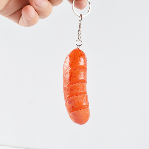 Simulation desktop sausage grilled sausage Taiwan ham sausage fake hot dog food food model keychain photo props