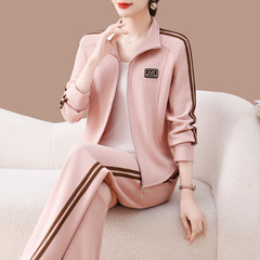 妈妈运动套装女春秋2025新款高端品牌时尚宽松休闲卫衣外套两件套