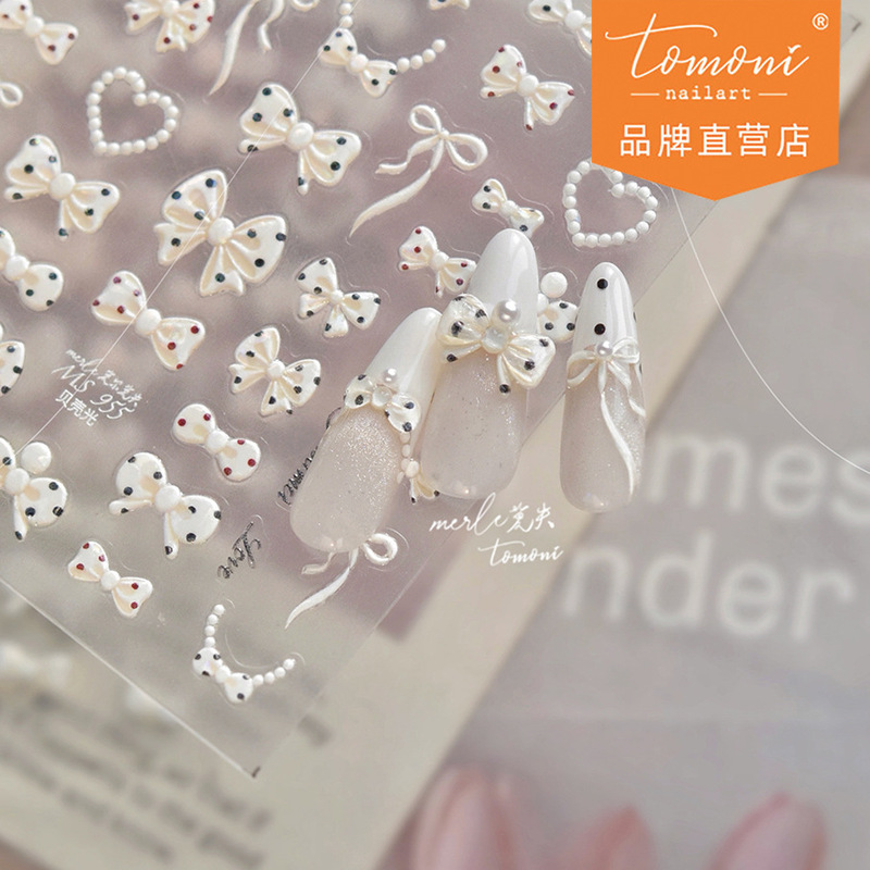 Tomoni&Mo Shell-Like Glossy Nail Stickers, Fresh and Modern Minimalist Nail Decals, Full-Cover Bowknot Design Tomoni&Mo Shell-Like Glossy Nail Stickers, Fresh and Modern Minimalist Nail Decals, Full-Cover Bowknot Design