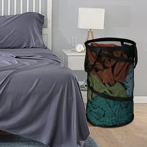 Dirty clothes storage basket cylindrical dirty clothes basket mesh clothes storage basket household large laundry basket dirty clothes basket