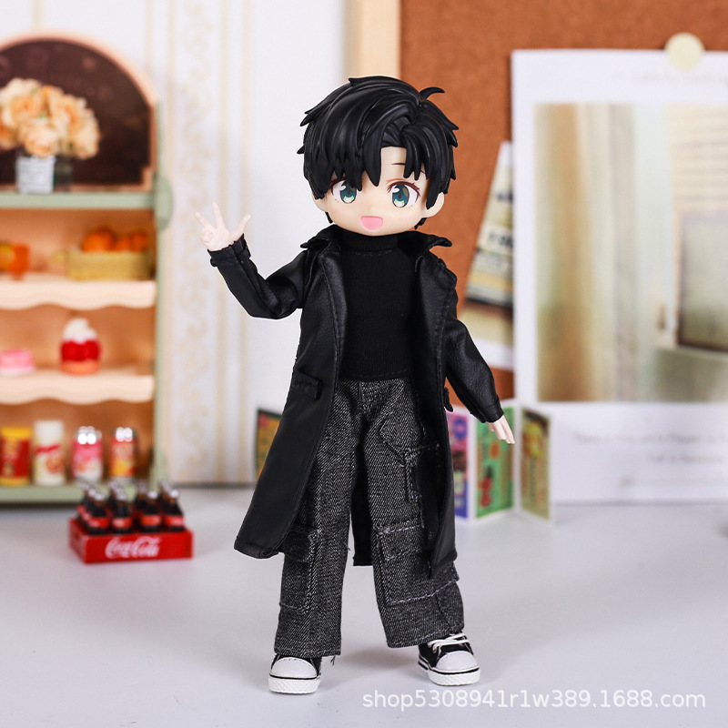Cross-Border Ob11 Doll Clothes 1/12 Scale Gsc Long Leather Jacket Asy 3.0 Overalls Escape Fairy Body Clothes Blind Box