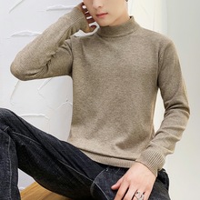 珀斯人韓版男士修身毛衣純色半高領線衣22冬季青年時尚保暖針織衫