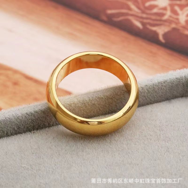 Vietnam sand gold men's and women's ring fashion yellow gold glossy closed ring fashion all-match frosted couple ring