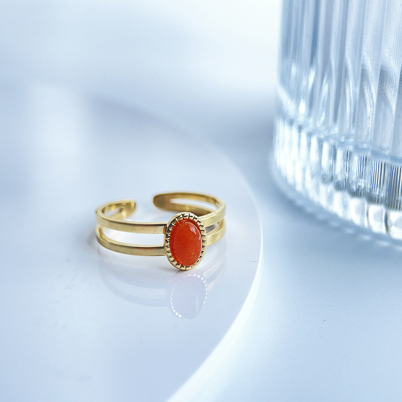 Fashion Geometric Titanium Steel Inlay Zircon Open Ring 1 Piece