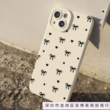 黑色爱心蝴蝶结适用iPhone17手机壳iPhone11/12全包15promax硅胶X