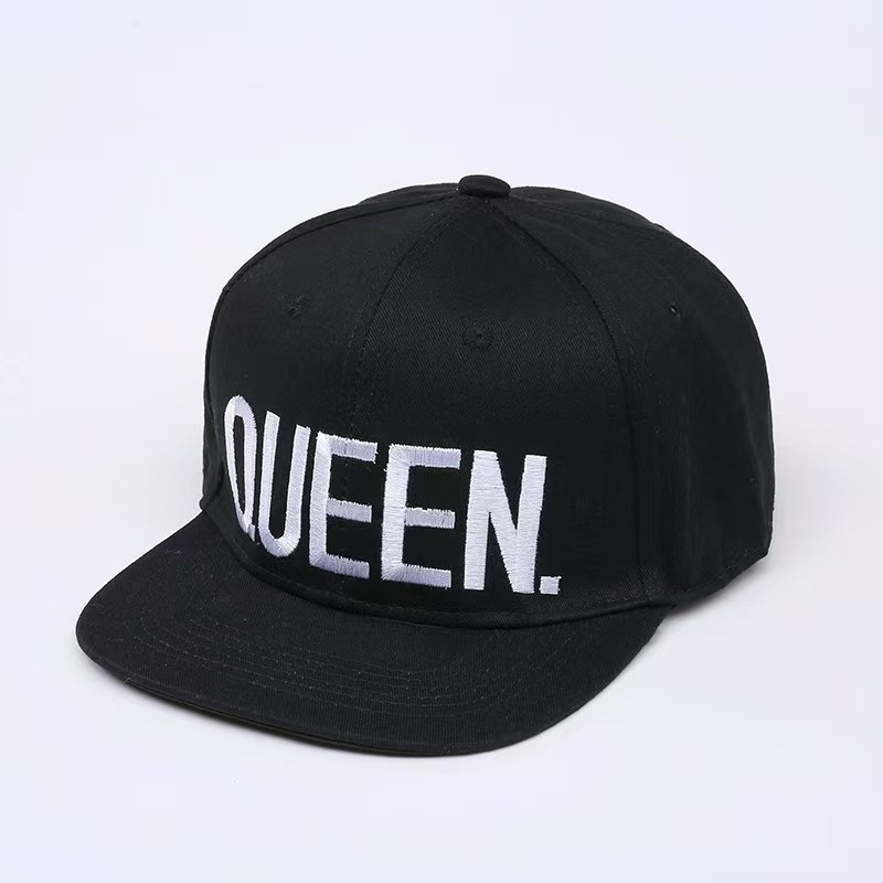 화이트 자수-QUEEN 블랙