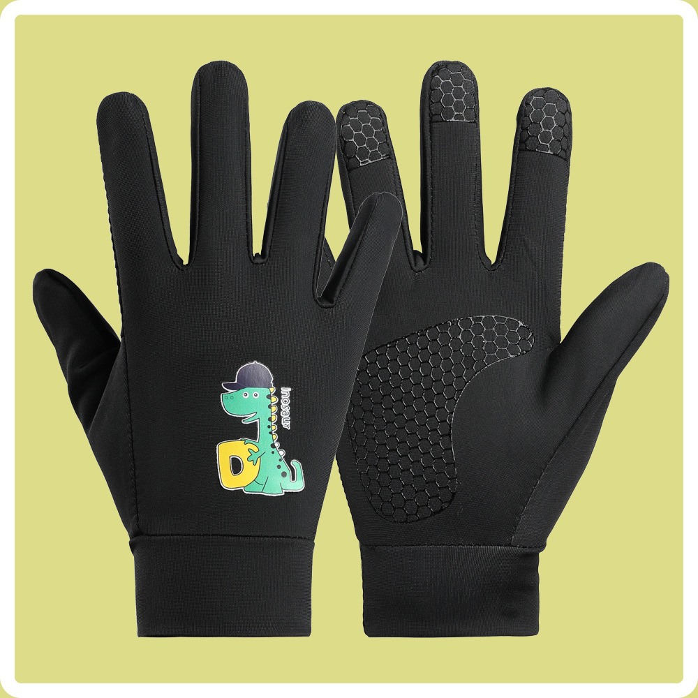 Guantes finos para niños, de secado rápido, transpirable, antideslizante, alta elasticidad, primavera, otoño, verano, ciclismo, montañismo, protección solar, guantes de seda de hielo de cinco dedos
