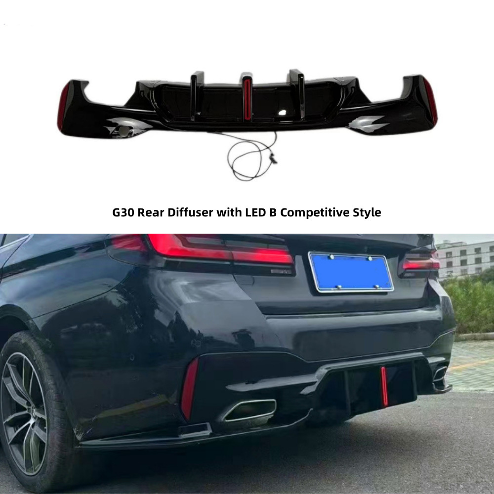 Suitable for Bmw 5 Series G30/G38 Rear Lip Racing M5 Model 17-21 Rear Diffuser Vertical Light Led Tail Lip