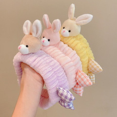 秋冬兒童束髮帶女不傷發頭箍髮飾可愛兔子毛絨發箍防滑壓發卡頭飾