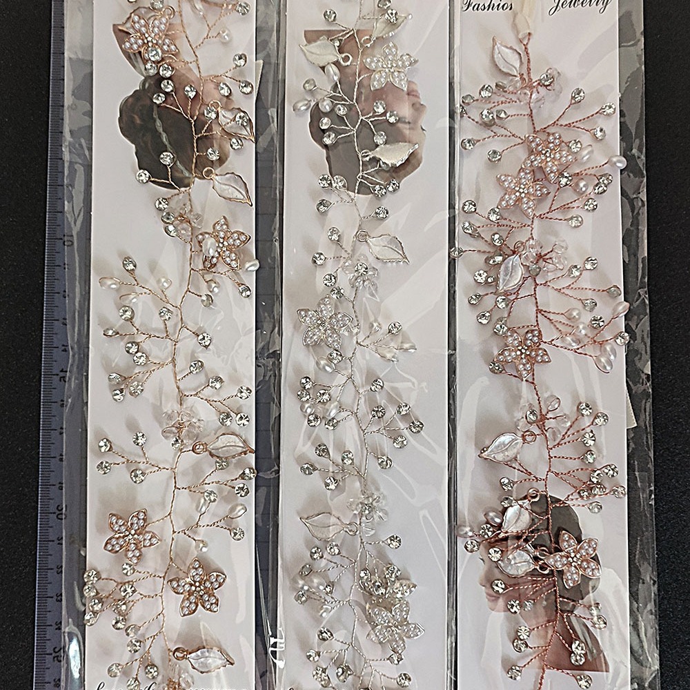 Banda de pelo nupcial estilo europeo y americano de hoja de oro flor pelo banda cumpleaños fiesta tocado diadema guirnalda tocado al por mayor cinta