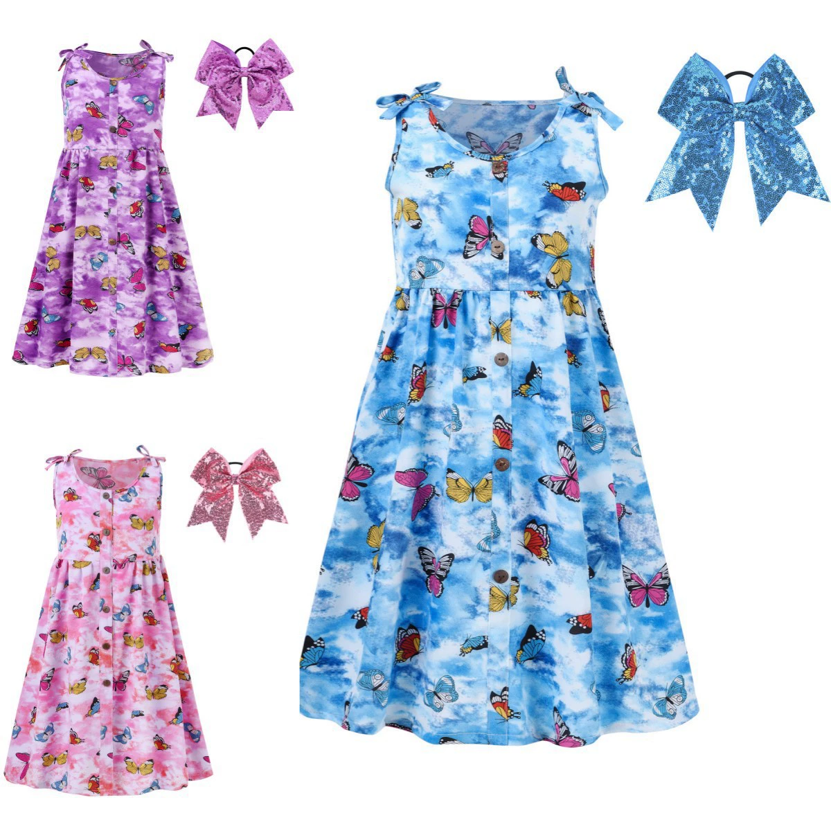 Insh амазонка трансграничная девушка летняя юбка корейская версия чужой юбки юбка детская бабочка платье родитель-ребенок