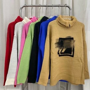 Trendy Brand We11 Chest Logo Jacquard High-Neck Zipper Pullover Loose Knitwear for Men and Women Couples Cross-Border