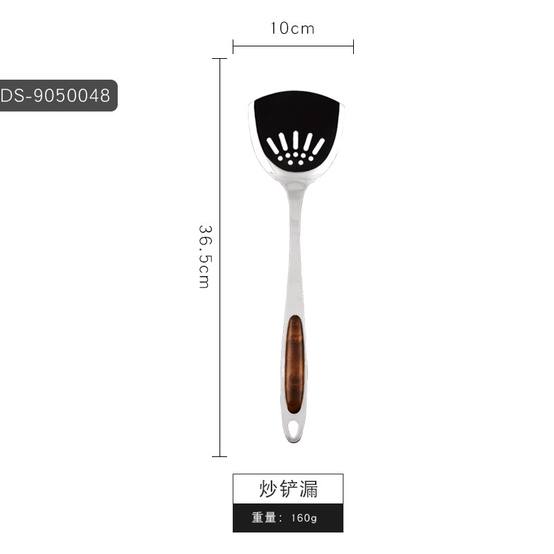 ステンレスの木の柄の調理器具のシャベルの台所の鍋のシャベルのスプーンの炒め物の料理の家庭用シャベルの鍋のスプーンのシャベルの漏れ|undefined