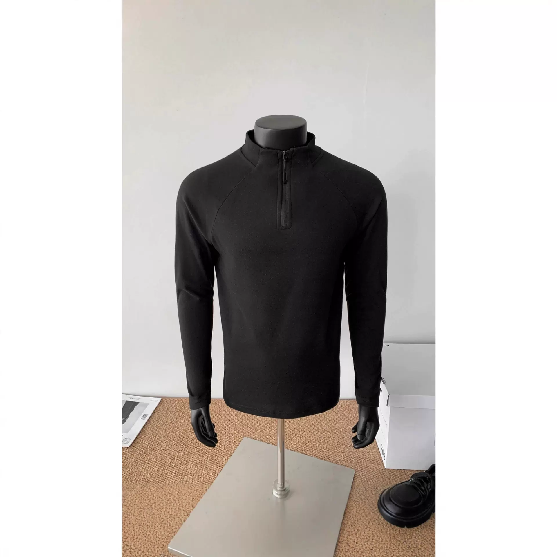 春秋美式复古休闲卫衣男修身显瘦半拉链设计套头外套