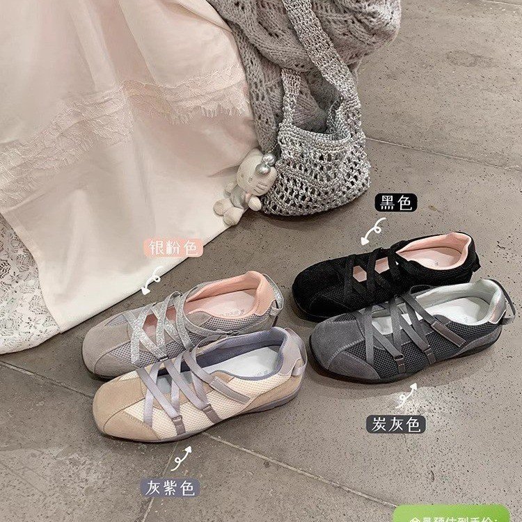 【真软皮厚底】韩系博主~交叉带机能风芭蕾玛丽珍休闲鞋女运动鞋