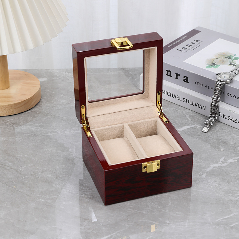 2 자리 빨간색 나무 상자