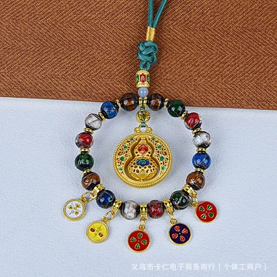 Zakiram Car Pendant 2025 New Rotating Gourd Five-Way God of Wealth Incense Ash Glass Car Pendant Wholesale (Car hanging) - peaceful-road-protection-fragrant-ash-glazed-car-hanger