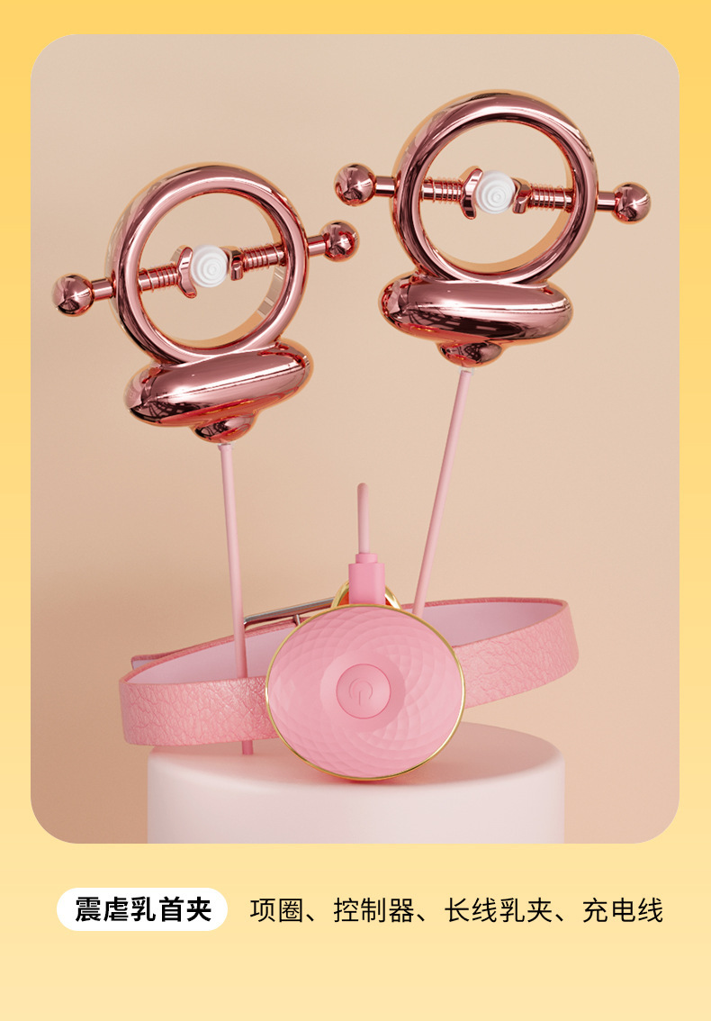 Vibrating Nipple Clamps with Remote Control, USB Rechargeable SM Couple Toy — detail image 27