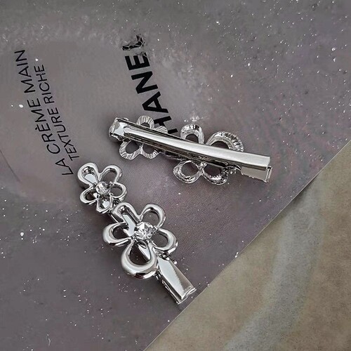 Metal flower water diamond hair clip sweet niche design bangs clip forehead messy hair clip hairpin for girls  new