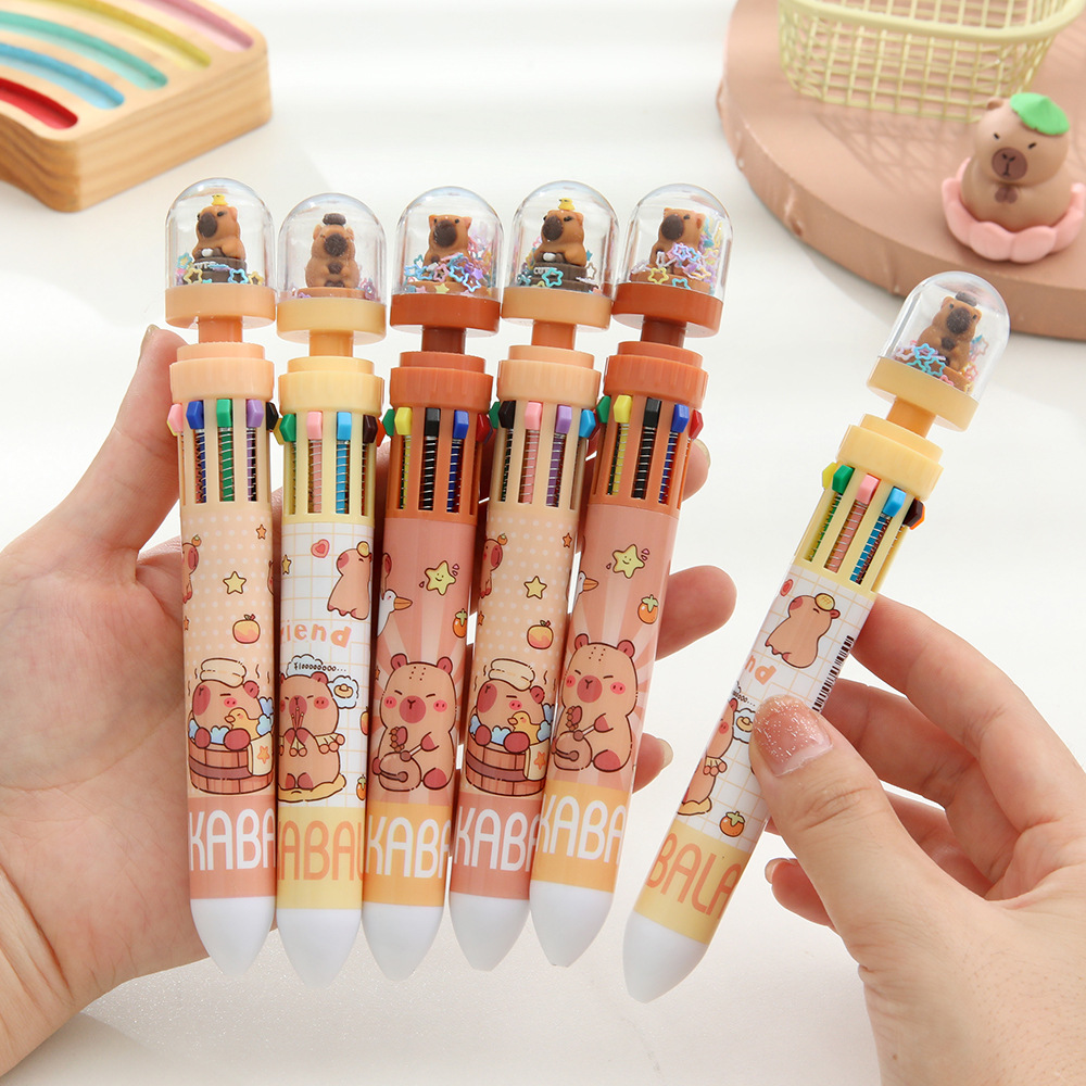 Caricatura Capibara bolígrafo lindo paisaje pulsar bolígrafo de diez colores bolígrafo de escritura de estudiantes