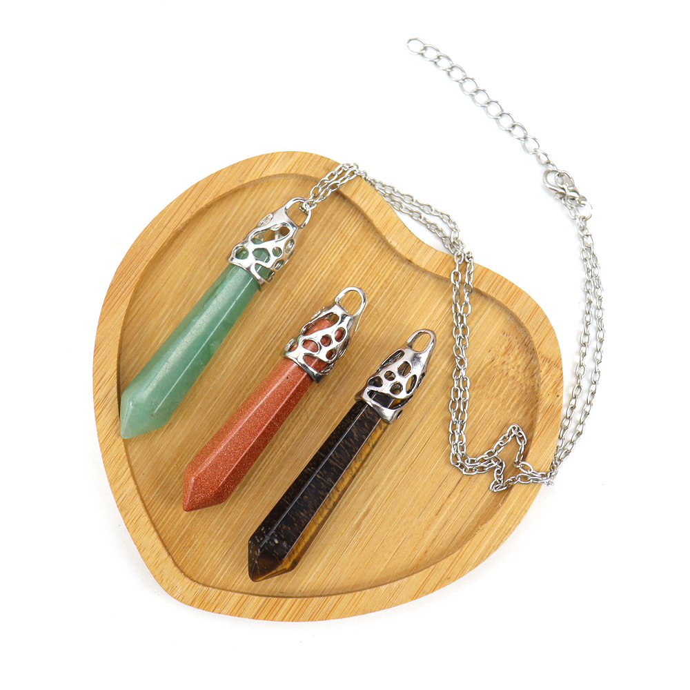 Retro Leaf natural stone Inlay Agate Pendant Necklace 1 Piece