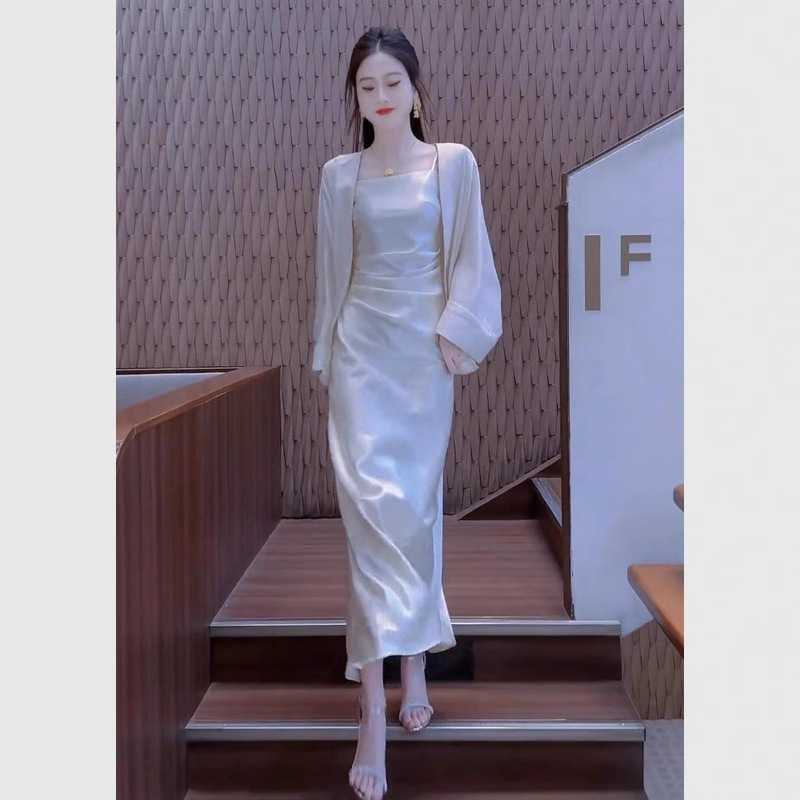 2026 Stunningly Beautiful and Elegant Suspender Dress with a Cover-Up, High-End Feel, Perfect for Women in Summer for Important Occasions