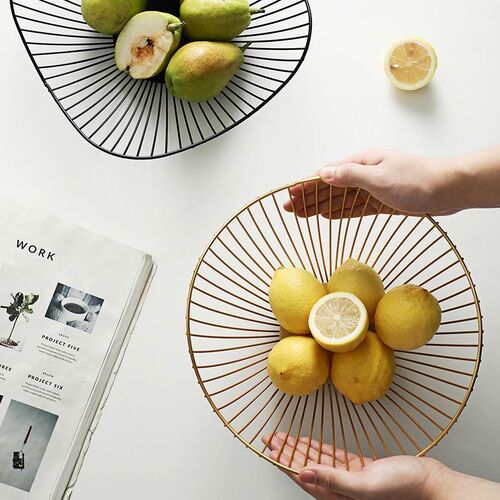 Lotus leaf shape wrought iron European fruit plate high-value living room tea table household water fruit basket basin snack plate fruit plate