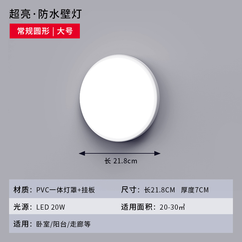 Super bright-round large (20W) white light suction Wall dual-use