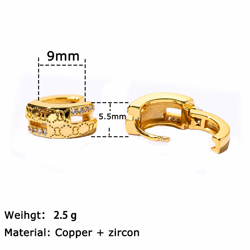 5g Weight 304 Stainless Steel Ear Needle Material Zircon Inlay Material Hoop Earrings Classification 1 Pair Simple Style Geometric Circle Copper Zircon Hoop Earrings