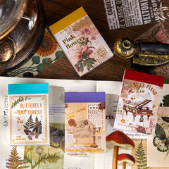 Shiguang Dudu Sticker Book – Rose Garden Series, 50 Retro Gold-Embossed Decorative Stickers for Handbooks, Available in 6 Designs