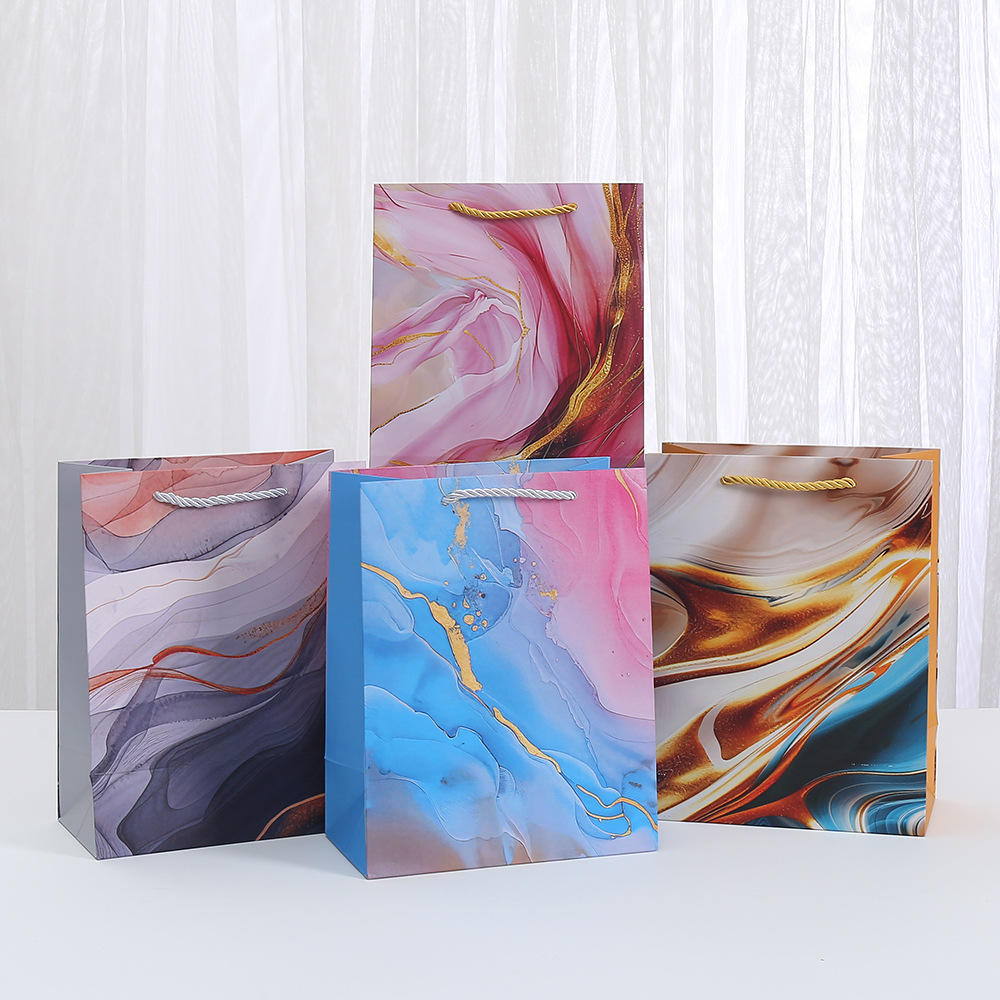 情人节精致小礼品袋鲜花包装类礼品袋大理石花纹手提袋生日礼物袋