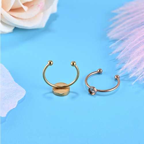 Manufacturer wholesale personalized diy handmade stainless steel jewelry accessories semi-finished natural stone base 18k open ring