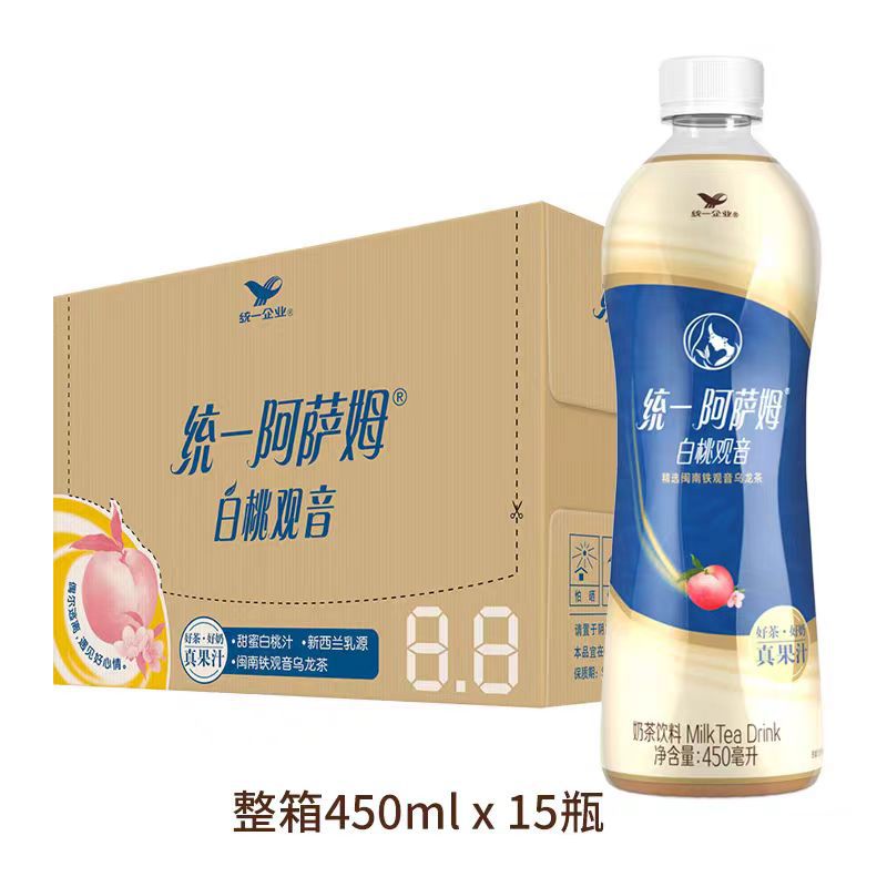 统一阿萨姆奶茶白桃观音口味450ML铁观音乌龙茶饮料饮品含乳下午