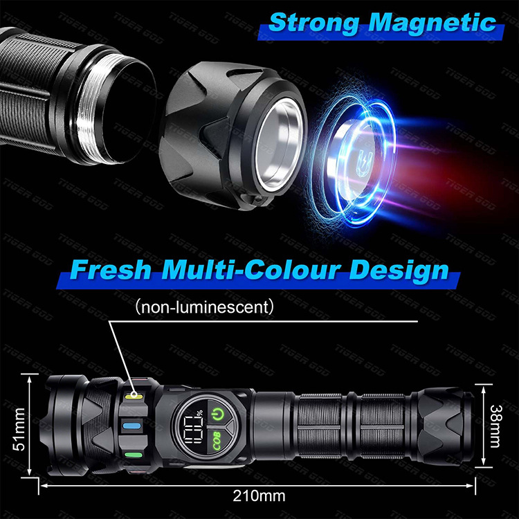 Tangguang's New High-Light Flashlight, Ultra-Bright, Retractable, Portable, Type-C High-Power Charging Outdoor Mountaineering Long-Range Light