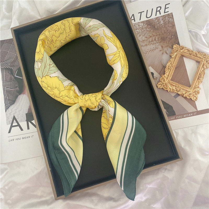 50g Weight Silk Scarf Classification Casual, Daily, Shopping Occasion Satin Material Letter, Flower Pattern Spring&Summer Season Women's Gender Elegant Style Women's Elegant Letter Flower Satin Silk Scarf 18