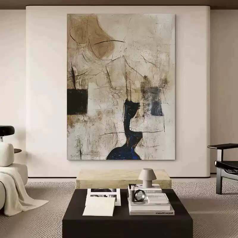 Abstract Art Decorative Painting, Entrance Hall Hanging Painting, Living Room Background Wall Large Floor-To-Ceiling Minimalist Hotel Mural, Frameless Painting