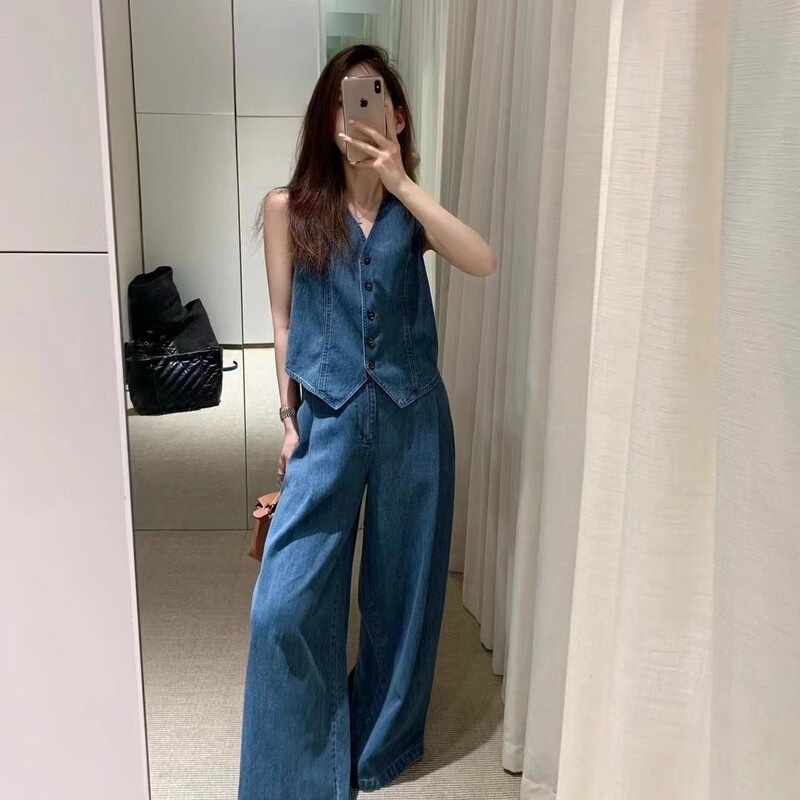 Jinbukang Cool Style Complete Summer Outfit Denim Vest High-End Jeans 2026 New Model Unique Design
