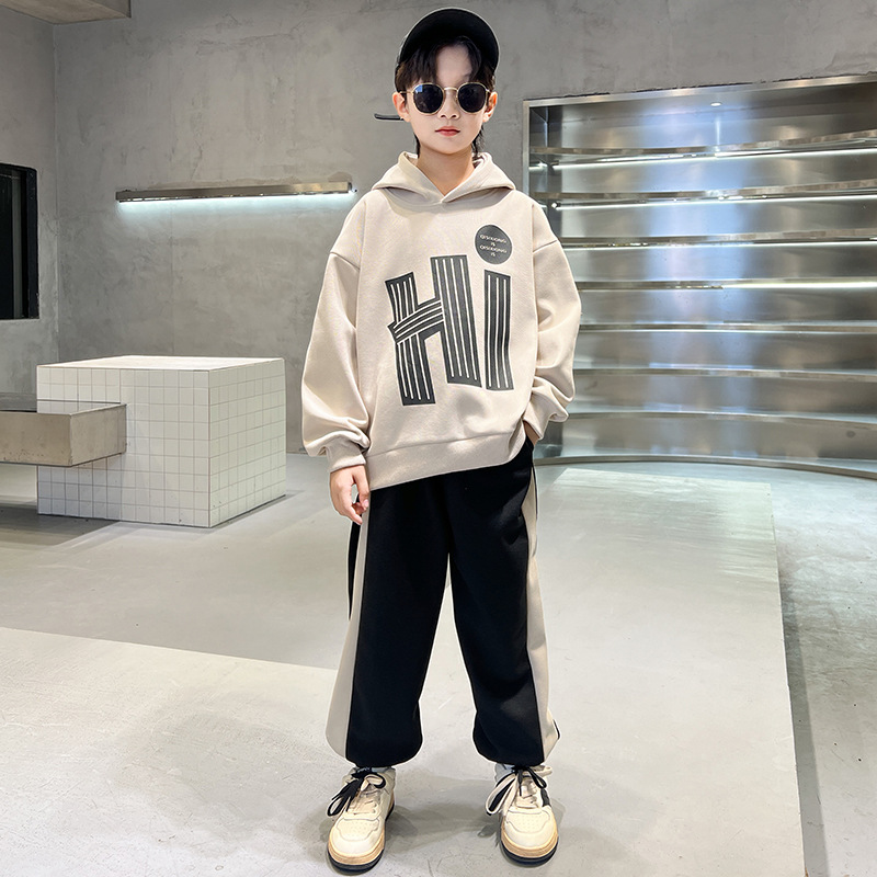 Letter 2023 Jarní Podzim Velká dětská dvoudílná sada, chlapecká a dětská sada oblečení_voghion.com