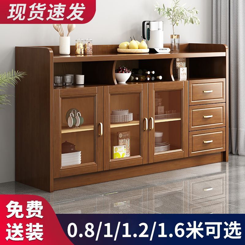 Solid Wood Sideboard, Wine Cabinet, Integrated Wall-Mounted Dining Room, Kitchen Dish Cabinet, Microwave Oven, Tea Cabinet, Low Cabinet, Dish Cabinet