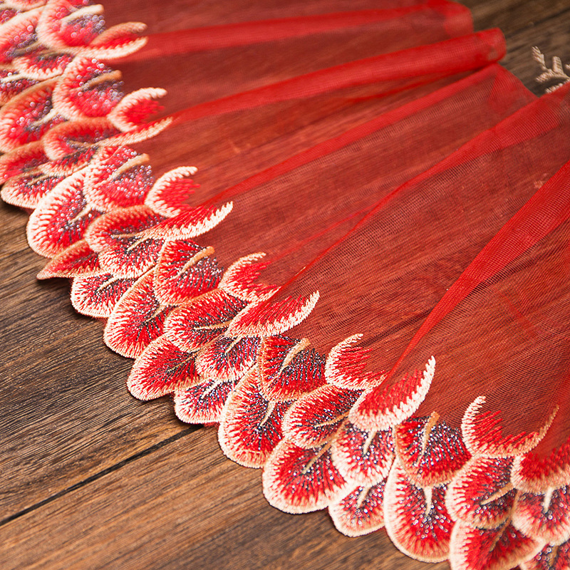 20cm de ancho de red de ancho de color bordado encaje suave plumas de pavo real ropa interior accesorios Barbie