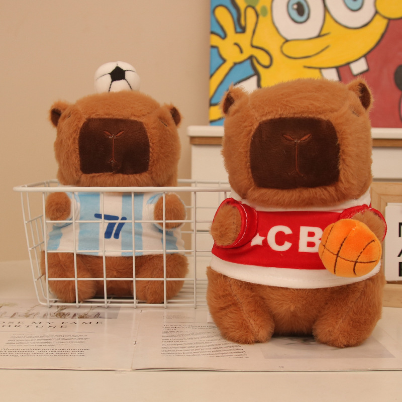 Linda y linda ropa deportiva Kapibara muñeco de peluche capibara regalo de muñeca de agarre de 8 pulgadas