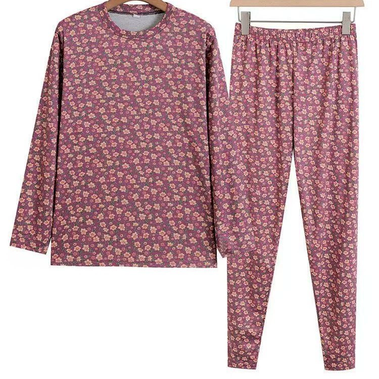 Леди среднего и пожилого возраста осенняя одежда осенние брюки мамы теплый костюм двухсторонний шлифовальный свободно утолщает женское белье для пожилых людей